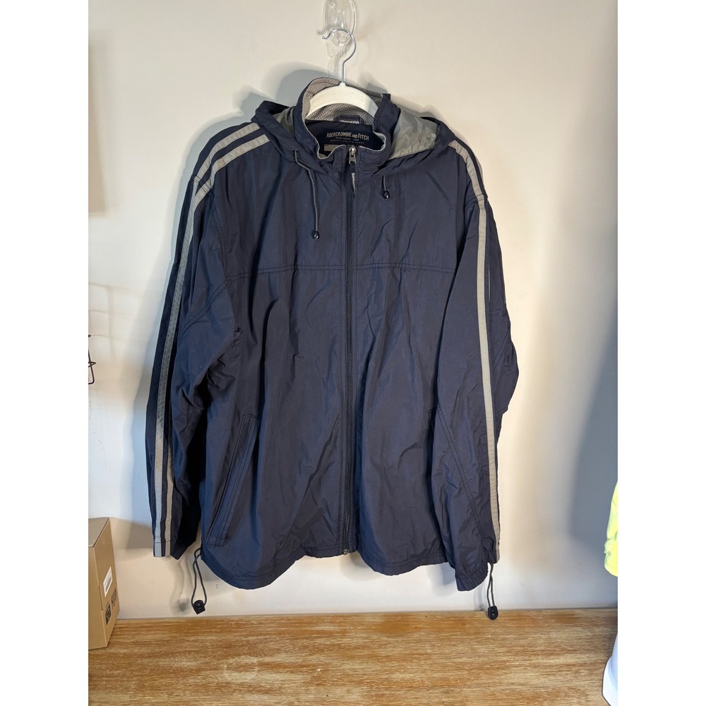 Abercrombie Fitch Vintage Navy Blue Windbreaker Jacket Athletic Gym Issue Size L